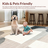 Ultra Soft Area Rug, Non Slip, Stain Resistant, Washable Area Rugs for Living Room, Bedroom, Trendy Abstract Curvilinear Design(Beige)