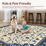 Ultra Soft Area Rug, Non Slip, Stain Resistant, Washable Area Rugs for Living Room, Bedroom, Abstract Floral for(Blue)