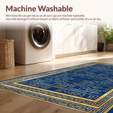 Ultra Soft Area Rug, Non Slip, Stain Resistant, Washable Area Rugs for Living Room, Bedroom, Rich Boho Tiled Arrangement(Blue)