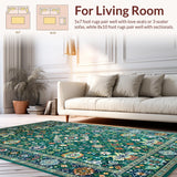 Ultra Soft Area Rug, Non Slip, Stain Resistant, Washable Area Rugs for Living Room, Bedroom, Eclectic Abstract Floral Arrangement(Blue)