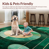 Ultra Soft Area Rug, Non Slip, Stain Resistant, Washable Area Rugs for Living Room, Bedroom, Modern Geometric Circles(Green)