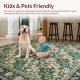 Ultra Soft Area Rug, Non Slip, Stain Resistant, Washable Area Rugs for Living Room, Bedroom, Serene Floral Arrangement in Green(Green)