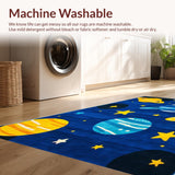 Ultra Soft Area Rug, Non Slip, Stain Resistant, Washable Area Rugs for Living Room, Bedroom, Galaxy Adventure Playful Aesthetic(Blue)