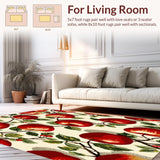 Sweet Apple Design Kitchen Non Slip Floor Mat Machine(Red)