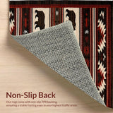 Ultra Soft Area Rug, Non Slip, Stain Resistant, Washable Area Rugs for Living Room, Bedroom, Southwest Rustic Wildlife Motif(Black)