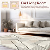 Modern Beige Geometric Diamond Patterned(Beige)