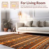Ultra Soft Area Rug, Non Slip, Stain Resistant, Washable Area Rugs for Living Room, Bedroom, Chic Textured Retro Aesthetic(Orange)