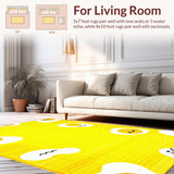 Ultra Soft Area Rug, Non Slip, Stain Resistant, Washable Area Rugs for Living Room, Bedroom, Unique Fun Shaped Floor Accent(Yellow)