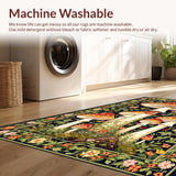 Ultra Soft Area Rug, Non Slip, Stain Resistant, Washable Area Rugs for Living Room, Bedroom, Charming Springtime Whimsy Design(Black)