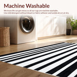 Ultra Soft Area Rug, Non Slip, Stain Resistant, Washable Area Rugs for Living Room, Bedroom, Stylish Stripe Floor Rug(Black)