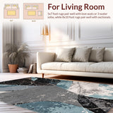 Ultra Soft Area Rug, Non Slip, Stain Resistant, Washable Area Rugs for Living Room, Bedroom, Abstract Blue Geometric Living Room Stain-Resistant Rug(Gray)