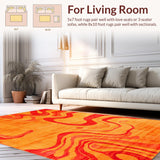 Ultra Soft Area Rug, Non Slip, Stain Resistant, Washable Area Rugs for Living Room, Bedroom, Minimalist Shag Textured Visual Appeal(Orange)