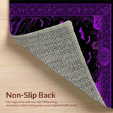 Ultra Soft Area Rug, Non Slip, Stain Resistant, Washable Area Rugs for Living Room, Bedroom, Spooky Bat Wing Coffin Rug With Enchanted Macabre Detailing(Purple)