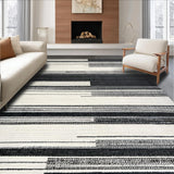 Ultra Soft Area Rug, Non Slip, Stain Resistant, Washable Area Rugs for Living Room, Bedroom, Graphic Modern Striped Rug With Alternating Thick And Thin Black White Lines(Black)