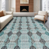 Ultra Soft Area Rug, Non Slip, Stain Resistant, Washable Area Rugs for Living Room, Bedroom, Modern Geometric Rug: Diamond & Stripe Fusion for a Stylish Hallway(Blue)