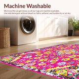 Ultra Soft Area Rug, Non Slip, Stain Resistant, Washable Area Rugs for Living Room, Bedroom, Vibrant Colorful Abstract Arrangement(Pink)