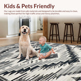 Ultra Soft Area Rug, Non Slip, Stain Resistant, Washable Area Rugs for Living Room, Bedroom, Tribal Gray Abstract Arrangement(Black)