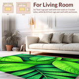 Ultra Soft Area Rug, Non Slip, Stain Resistant, Washable Area Rugs for Living Room, Bedroom, Tropical Palm Shaped Kitchen Plush Washable Mat(Green)