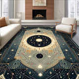 Ultra Soft Area Rug, Non Slip, Stain Resistant, Washable Area Rugs for Living Room, Bedroom, Mystical Sunburst Artistry(Gold)