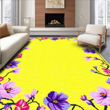 Ultra Soft Area Rug, Non Slip, Stain Resistant, Washable Area Rugs for Living Room, Bedroom, Charming Pastel Floral Medley(Yellow)