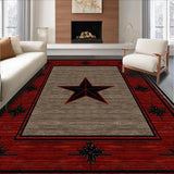 Ultra Soft Area Rug, Non Slip, Stain Resistant, Washable Area Rugs for Living Room, Bedroom, Rustic Earthy Star Pattern(Red)