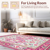 Ultra Soft Area Rug, Non Slip, Stain Resistant, Washable Area Rugs for Living Room, Bedroom, Feminine Elegant Floral Tapestry(White)