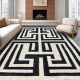 Ultra Soft Area Rug, Non Slip, Stain Resistant, Washable Area Rugs for Living Room, Bedroom, Contemporary Black and Ivory Fusion(Black)