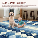 Ultra Soft Area Rug, Non Slip, Stain Resistant, Washable Area Rugs for Living Room, Bedroom, Gentle Cloud and Star Fusion(Blue)
