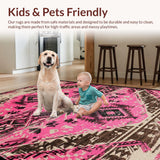Ultra Soft Area Rug, Non Slip, Stain Resistant, Washable Area Rugs for Living Room, Bedroom, Tribal Distressed Pink Living Room Stain-Resistant Rug(Pink)