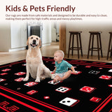 Ultra Soft Area Rug, Non Slip, Stain Resistant, Washable Area Rugs for Living Room, Bedroom, Bold Contemporary Dice Composition(Red)