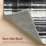 Ultra Soft Area Rug, Non Slip, Stain Resistant, Washable Area Rugs for Living Room, Bedroom, Artisan Stripe Pattern Rug Graphic Rhythm Linear Accent Modern Abstract Style(Black)