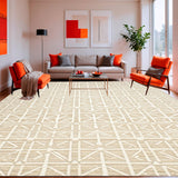 Ultra Soft Area Rug, Non Slip, Stain Resistant, Washable Area Rugs for Living Room, Bedroom, Boho Stair Runner Beige Geometric Stairway for Steps(Beige)