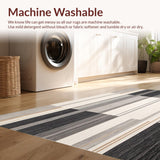 Ultra Soft Area Rug, Non Slip, Stain Resistant, Washable Area Rugs for Living Room, Bedroom, Contemporary Area with Unique Beige Grey Multi Stripe(Gray)
