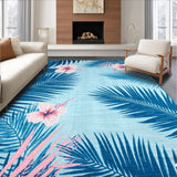 Ultra Soft Area Rug, Non Slip, Stain Resistant, Washable Area Rugs for Living Room, Bedroom, Lush Palm Leaf Aesthetic(Blue)