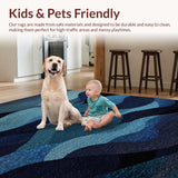Ultra Soft Area Rug, Non Slip, Stain Resistant, Washable Area Rugs for Living Room, Bedroom, Sea Creature Ocean Carpet Marine Abyss Theme Rug(Blue)