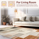 Ultra Soft Area Rug, Non Slip, Stain Resistant, Washable Area Rugs for Living Room, Bedroom, Chic Minimalist Earthy Tones Vibe(Beige)