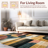 Ultra Soft Area Rug, Non Slip, Stain Resistant, Washable Area Rugs for Living Room, Bedroom, Geometric Surfboard Rug Bold Design(Gold)