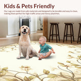 Artisan Scrollwork Area Elegant Border Botanical Accent Design(Beige)