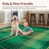 Ultra Soft Area Rug, Non Slip, Stain Resistant, Washable Area Rugs for Living Room, Bedroom, Emerald Geometric Luxe Display(Green)