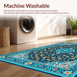 Ultra Soft Area Rug, Non Slip, Stain Resistant, Washable Area Rugs for Living Room, Bedroom, Distressed Blue Vintage Living Room Non-Slip Carpet(Blue)