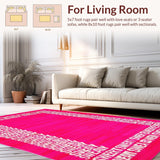 Ultra Soft Area Rug, Non Slip, Stain Resistant, Washable Area Rugs for Living Room, Bedroom, Bold Energetic Funky Vibes(Red)