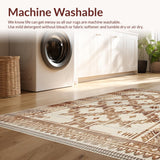 Ultra Soft Area Rug, Non Slip, Stain Resistant, Washable Area Rugs for Living Room, Bedroom, Chic Contemporary Linear Elements(Brown)