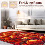 Ultra Soft Area Rug, Non Slip, Stain Resistant, Washable Area Rugs for Living Room, Bedroom, Artistic Fishing Themed Indoor Outdoor Low Pile Rug(Red)