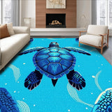 Ultra Soft Area Rug, Non Slip, Stain Resistant, Washable Area Rugs for Living Room, Bedroom, Modern Sea Turtle Coastal Bedroom Low Pile Rug(Blue)