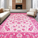 Ultra Soft Area Rug, Non Slip, Stain Resistant, Washable Area Rugs for Living Room, Bedroom, Cute Pastel Geometric Accent(Pink)