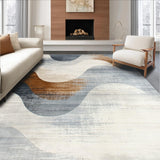 Ultra Soft Area Rug, Non Slip, Stain Resistant, Washable Area Rugs for Living Room, Bedroom, Elegant Distressed Area Rug with Abstract Swirl Design in Neutral Tones(Gray)