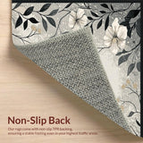 Ultra Soft Area Rug, Non Slip, Stain Resistant, Washable Area Rugs for Living Room, Bedroom, Stylish Abstract Botanical Theme(Gray)