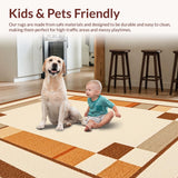 Ultra Soft Area Rug, Non Slip, Stain Resistant, Washable Area Rugs for Living Room, Bedroom, Artistic Whimsical Animal Theme(Beige)