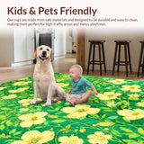Ultra Soft Area Rug, Non Slip, Stain Resistant, Washable Area Rugs for Living Room, Bedroom, Whimsical Flower Circular Pattern(Green)
