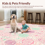 Ultra Soft Area Rug, Non Slip, Stain Resistant, Washable Area Rugs for Living Room, Bedroom, Vibrant Holiday Egg Arrangement(Pink)